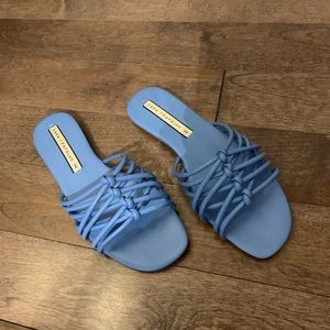 ARA Blue Strappy Slide Sandals Flat Summer Shoes Size 6 Minimal